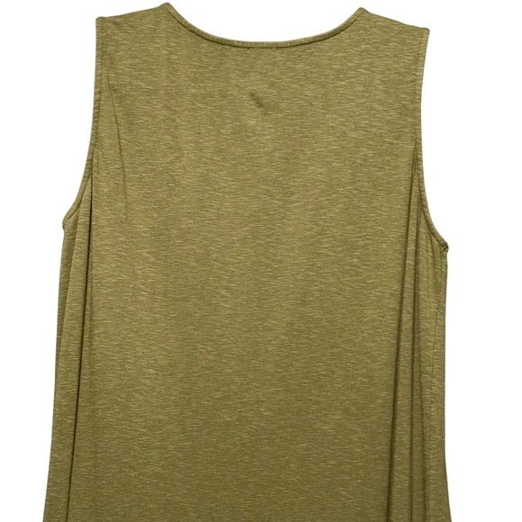 Chicos Olive Green Sleeveless Asymmetrical Hem Midi Length Minimalist Dress - Picture 5 of 9